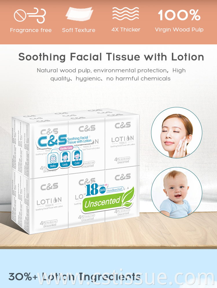 Hot Sale Soothing Ultra Soft Travel Pack Pocket Face Facial Tissues With Lotion